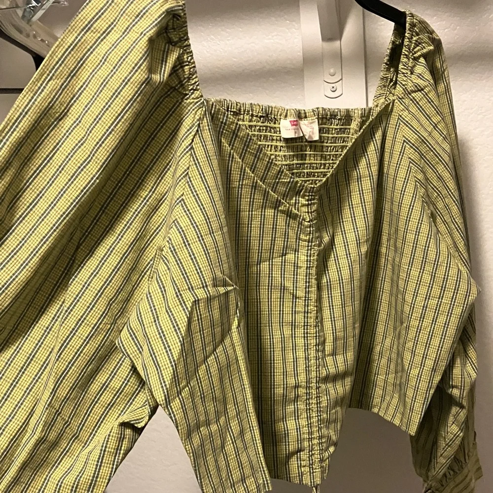 Levi's Yellow-Green Striped Square-Neck Blouse - Picture 4 of 9